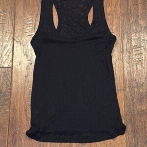 Through Tight Fitting Black Sleeveless Women's Top